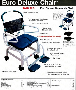 EURO DELUXE SHOWER COMMODE CHAIR